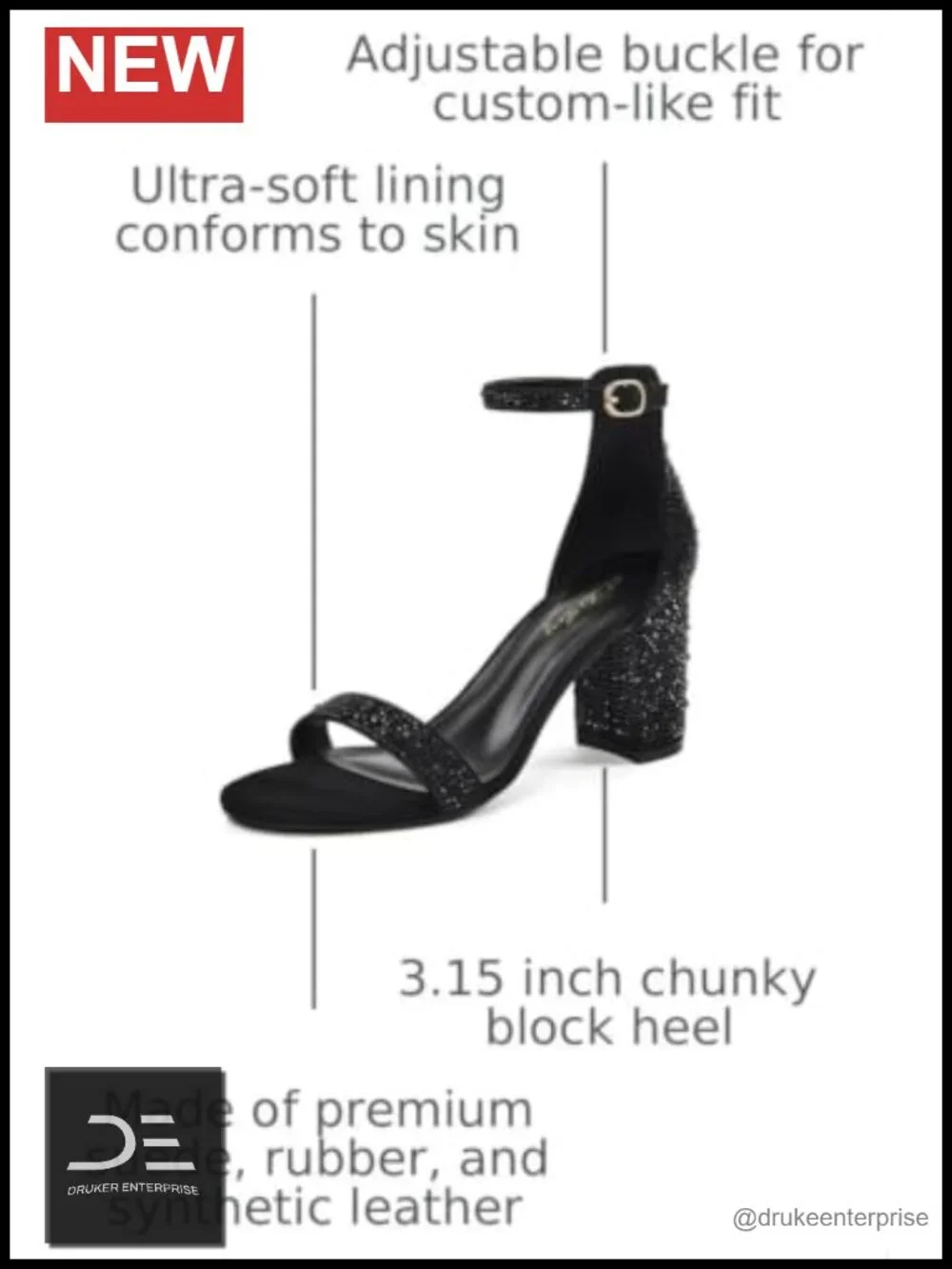 Chunky Block Heels Sandals Ankle Strap Open Toe 3.14 Inch Heeled Party Wedding